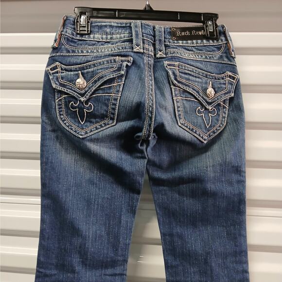 Y2K Rock Revival Chrissie Boot Cut Jeans Women's 26 Low Rise Distressed Denim - Picture 6 of 13